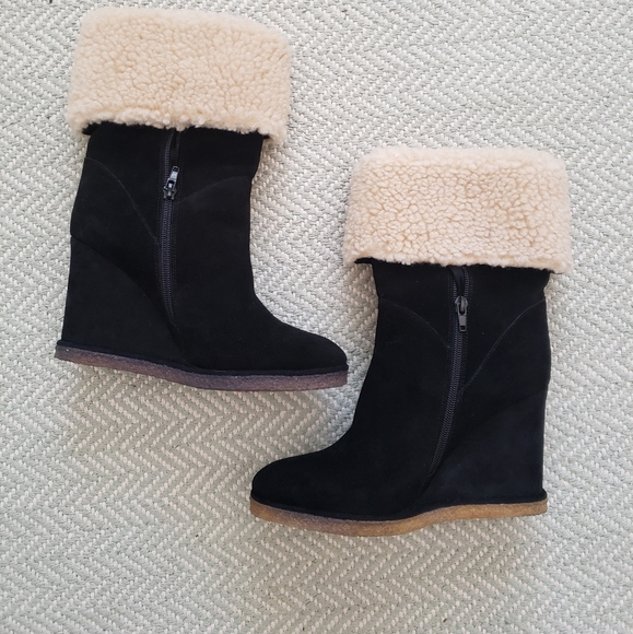 Jeffrey Campbell Wedge Faux Shearling Boots - Picture 8 of 13